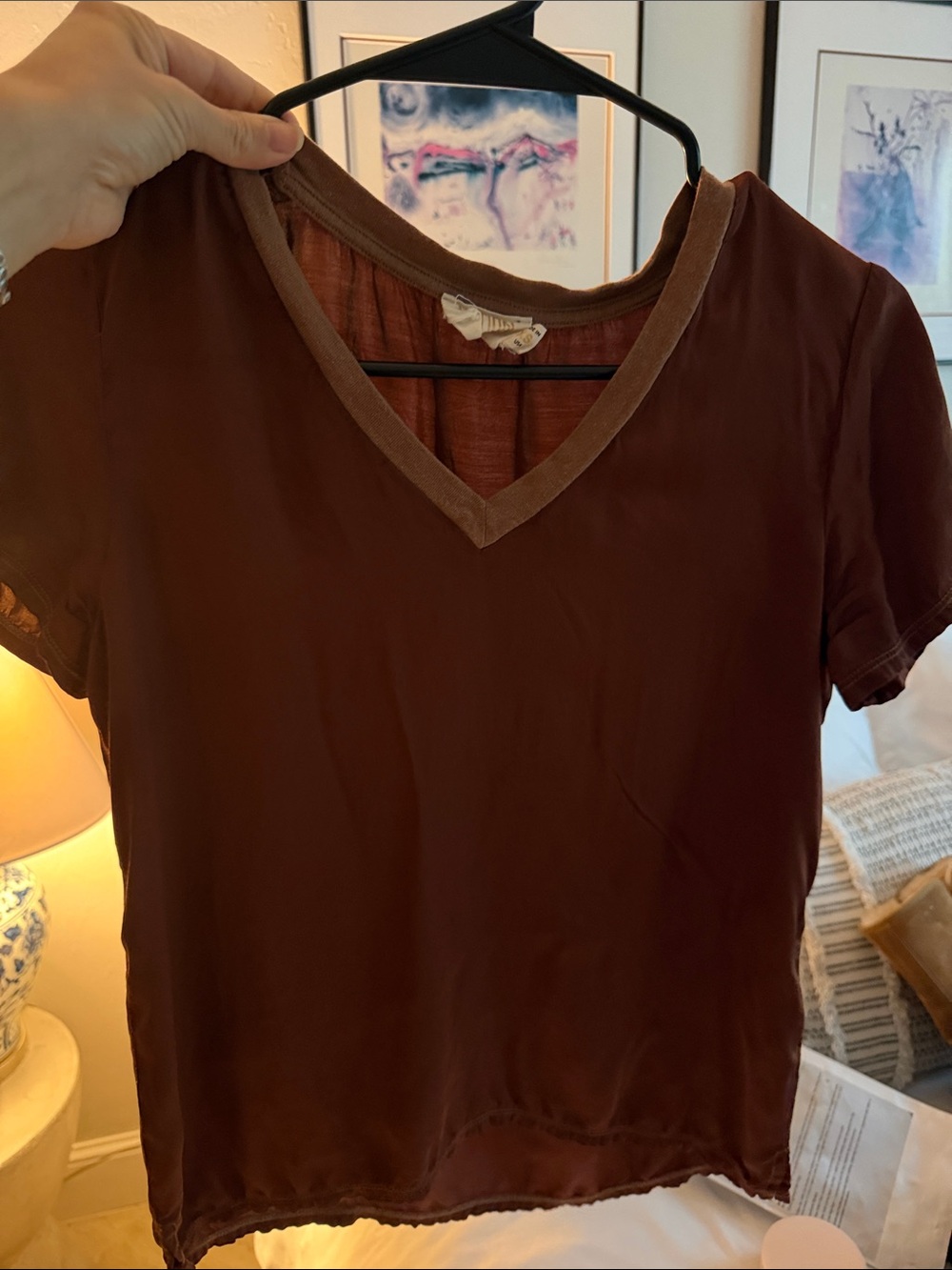 Nation LTD Brown V-Neck Short Sleeve Tee